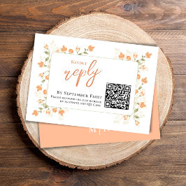 Peach Floral Elegant Wedding UAWG RSVP Karte