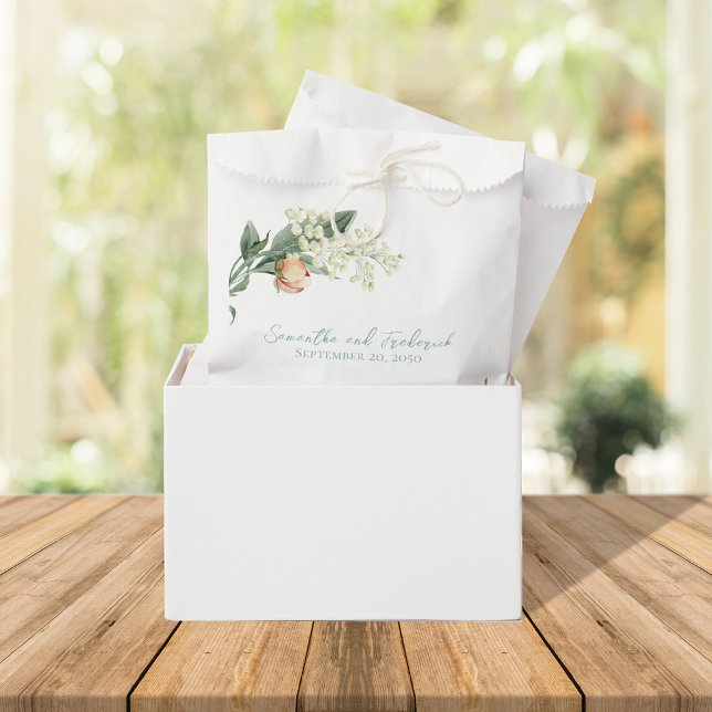 Peach floral Elegante Wedding Custom Geschenktütchen (Pretty Peach floral wedding treat bag)