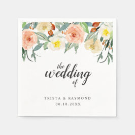 Peach Floral Elegante Wedding Serviette