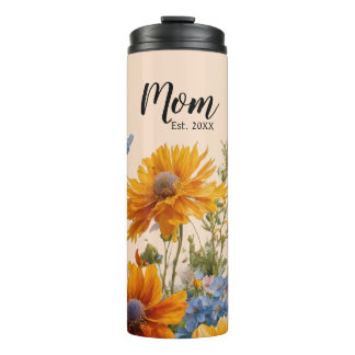 Peach Floral Erstmaliges Geschenk Mama Thermosbecher