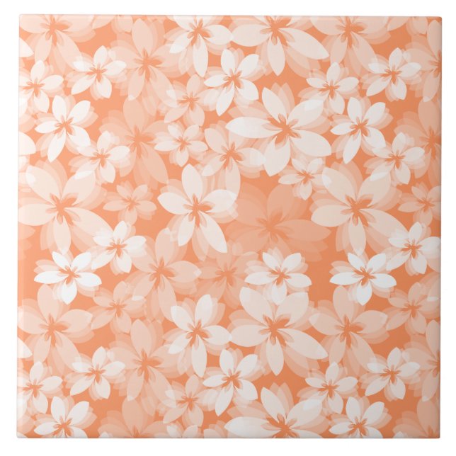 Peach Floral Fliese (Vorderseite)