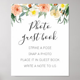 Peach Floral Foto Gästebuch Hochzeit