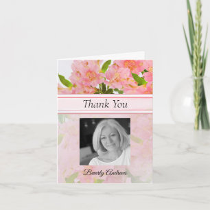 Peach Floral Foto Memorial Vielen Dank Hinweis Dankeskarte
