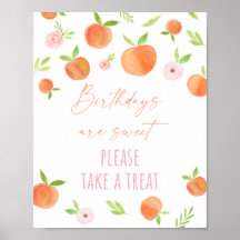 Peach Floral Geburtstag Leckerei Unterschrift