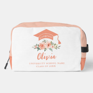 Peach Floral Glückwunschs Abschluss Waschbeutel