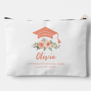 Peach Floral Glückwunschs Abschluss Zubehörtasche