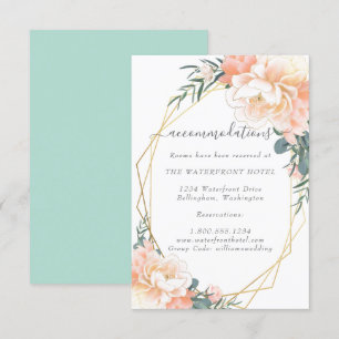 Peach Floral Gold Mint Grünen Hochzeitsunterkunft Begleitkarte