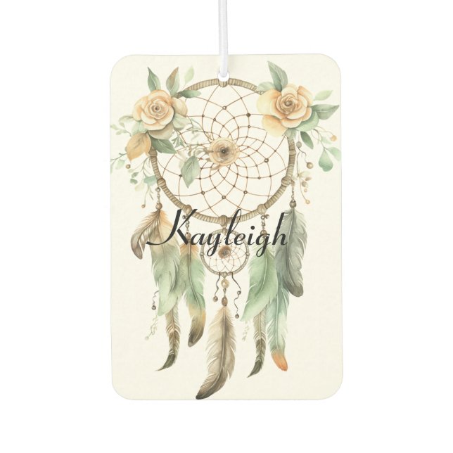Peach floral Green Dream Catcher Autolufterfrischer (Vorderseite)