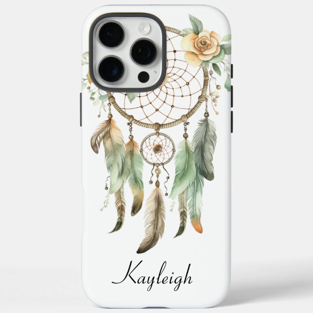 Peach floral Green Dream Catcher Case-Mate iPhone Hülle (Rückseite)