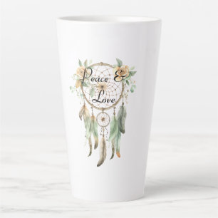 Peach floral Green Dream Catcher Peace Milchtasse