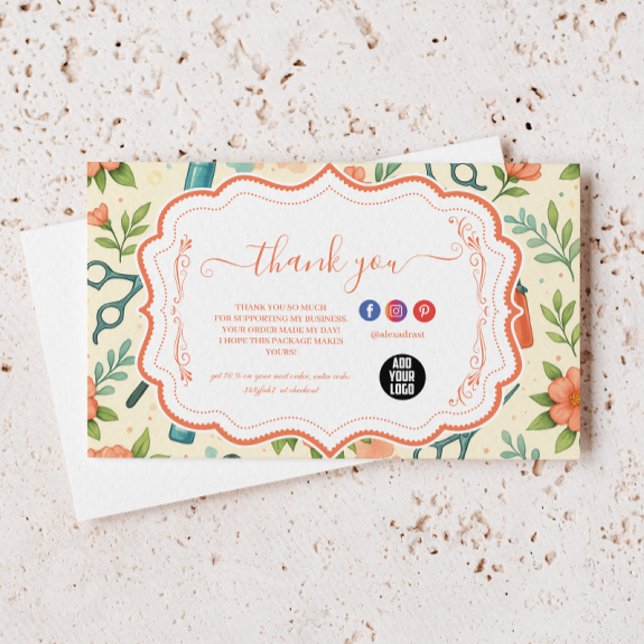 Peach Floral Hair Stylist Business Dankeskarte (Von Creator hochgeladen)