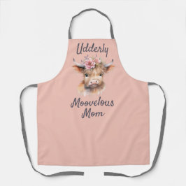 Peach floral highland Kuh Aquarell Schürze