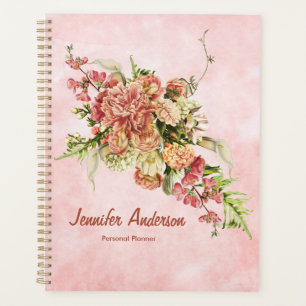 Peach floral Ihren Namen Täglich Planer