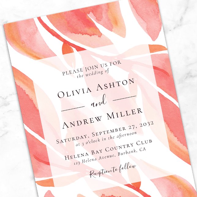 Peach Floral Modern Wedding Einladung (Von Creator hochgeladen)
