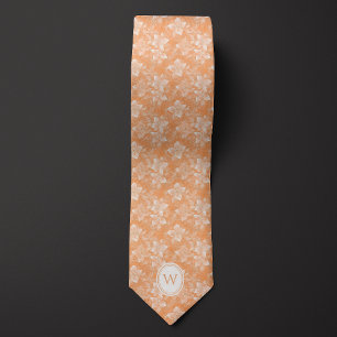 Peach Floral Monogram Krawatte