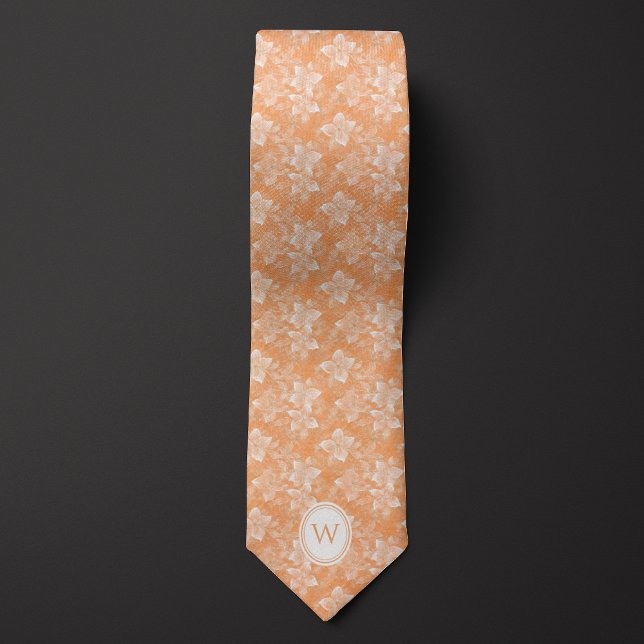 Peach Floral Monogram Krawatte (Von Creator hochgeladen)