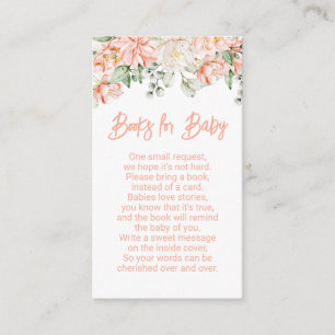 Peach Floral Neutral Baby Shower Books for Baby Begleitkarte