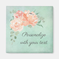 Peach Floral on Aqua Hintergrund mit Ihrem Text