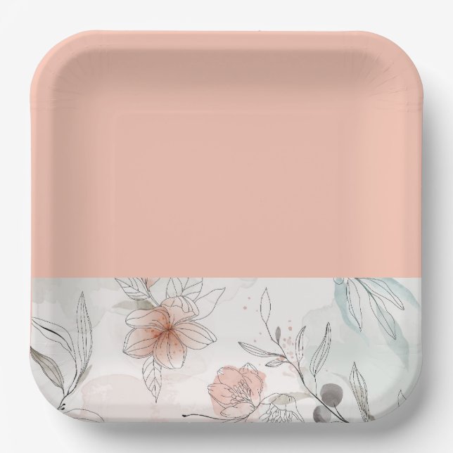 Peach floral Paper Plate Pappteller (Vorderseite)