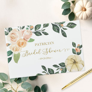Peach Floral Pumpkin Fall Brautparty Gästebuch