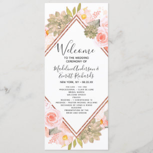 Peach Floral Rose Gold Wedding Zeremonie Programm