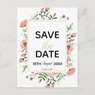 Peach Floral Save the Date Postkarte