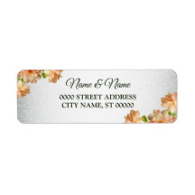 Peach Floral Silver Glitzer Hochzeit Rücksendeadre