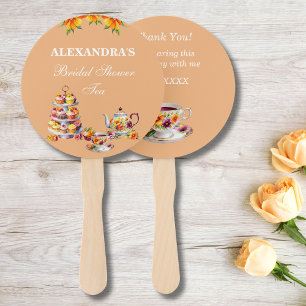 Peach floral Tee Party Brautparty Handlüfter Fächer