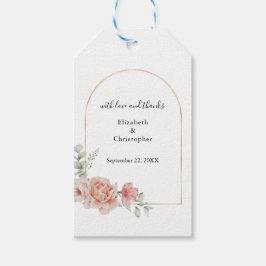 Peach floral Trendy Arch Greenery Moderne Hochzeit Geschenkanhänger