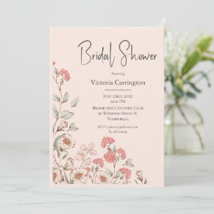 Peach Floral Watercolor Bridal Dusche Einladung