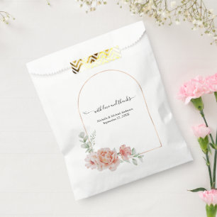 Peach Floral Watercolor Rose Gold Arch Hochzeit Geschenktütchen