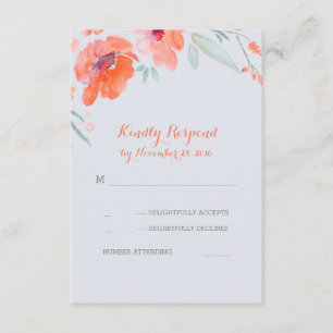 Peach Floral Watercolor Wedding Rsvp Cards Karte