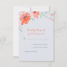 Peach Floral Watercolor Wedding Rsvp Cards Karte