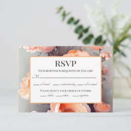 Peach Floral Watercolor Wedding RSVP Karte
