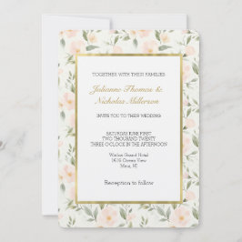 Peach Floral Wedding Einladung