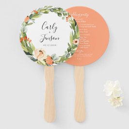 Peach Floral Wedding Hand Fans Fächer