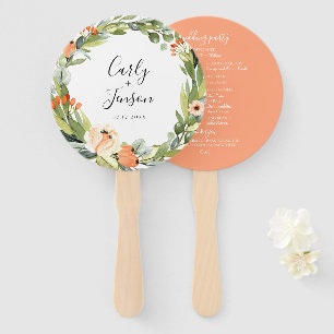 Peach Floral Wedding Hand Fans Fächer