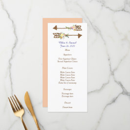 Peach Floral Wedding Menu Menükarte