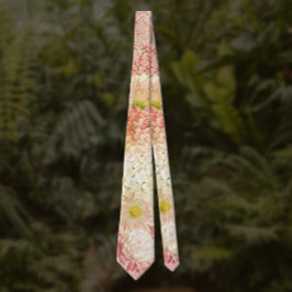 Peach Floral Wedding Neck Tie Krawatte