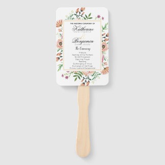 Peach Floral Wedding Program Fächer