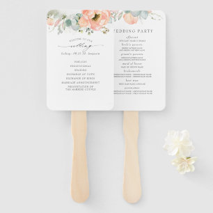 Peach Floral Wedding Program Fächer