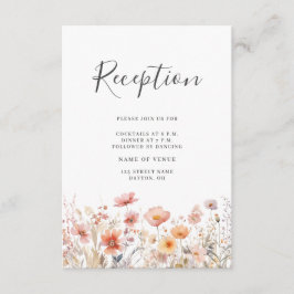 Peach floral Wedding Reception Enclosure Card Begleitkarte
