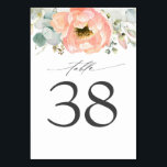 Peach Floral Wedding Tischnummer Cards<br><div class="desc">Peach Blume Hochzeitkarten Tischnummer</div>
