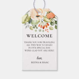 Peach Floral Wedding Welcome Bag Geschenkanhänger