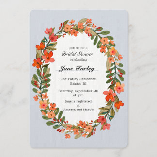 Peach Floral Wreath Bridal Dusche Einladung