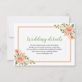 Peach Florals Border | Angaben zur Hochzeit Einladung