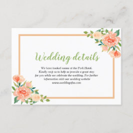 Peach Florals Border | Angaben zur Hochzeit Einladung