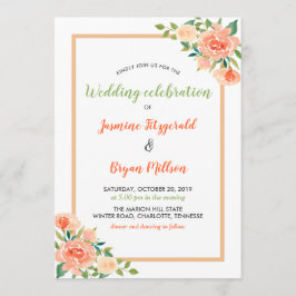 Peach Florals Border | Hochzeit Einladung