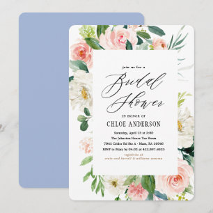 Peach Florals Bridal Dusche Einladung