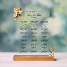 Peach Florals Elegante Hochzeitssitze Acrylschild